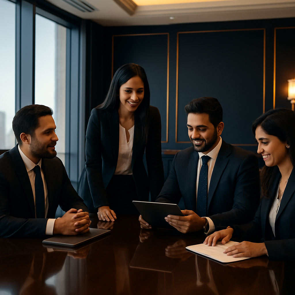 The advisory team of Ronen Joshi & Associates in their Mumbai boardroom